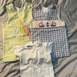 Fish and Sailboat Jon Jon 6-9 mo and Petit Ami white shirt